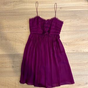 Purple spaghetti strap silk Rebecca Taylor Dress